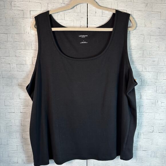 Liz Clayborn black basic tank top perfect layering undershirt 100% cotton soft - Picture 1 of 8